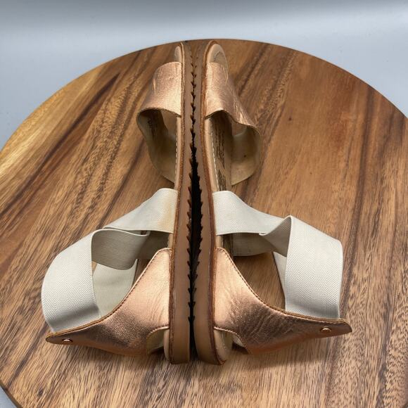 Sorel Ella Sandals Size 9 Rose Gold Metallic Leather Cross Strap Gladiator - Picture 6 of 8